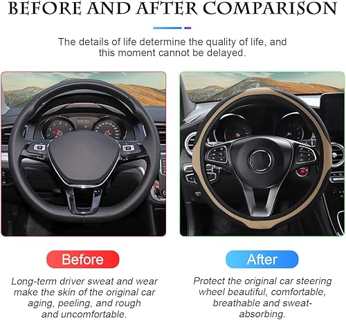 Miniatura 3 de Fekey&JF Funda elástica para volante de automóvil, elástica, antideslizante, transpirable, cálida en invierno fresco en verano, accesorios de