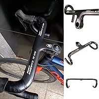 Vista 6 de Manillar de fibra de carbono completo para bicicleta de carretera, manillar de carbono totalmente integrado con el tallo de 31.8 mm. Diseño