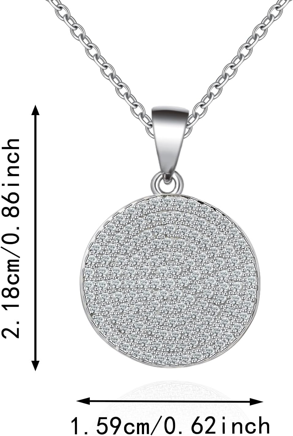 Sterling Silver Coin Pendant Necklace for Women Hypoallergenic Cubic Zirconia Adjustable Charm Elegant Round Necklace Jewelry Gifts - Image 6