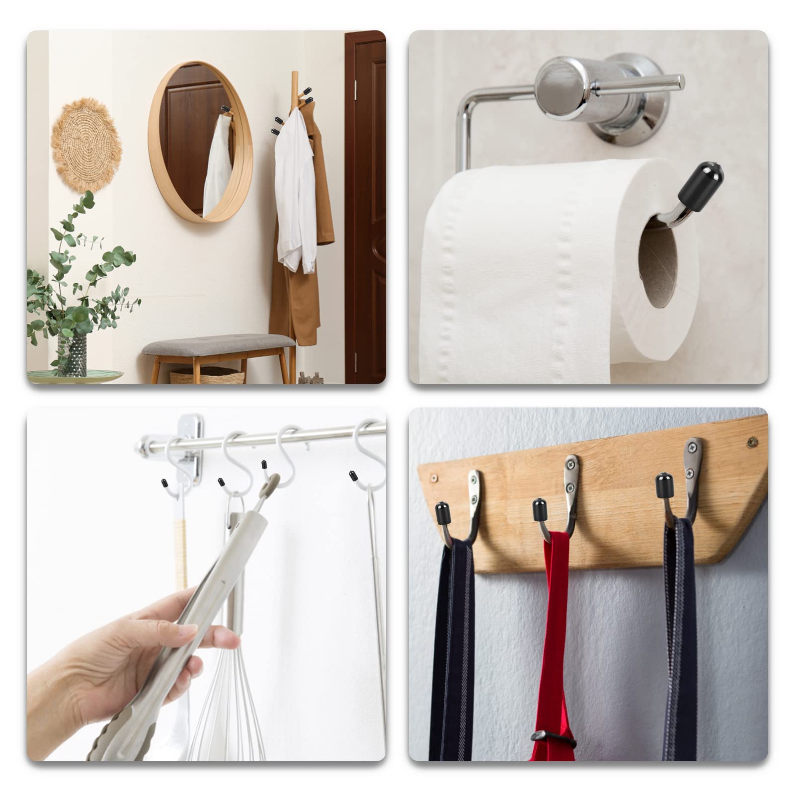 Cobee Tappi terminali in gomma – 40 pezzi rotondi e flessibili in vinile protezioni per viti e bulloni – protezioni per filettature nere da 3 mm, 6 mm, 9 mm, 12 mm