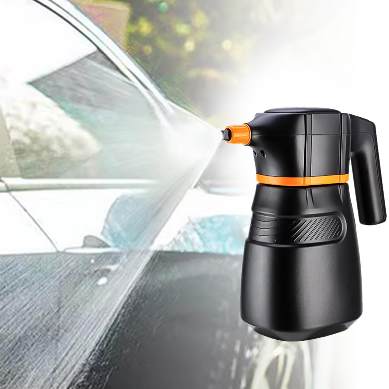 Elektrischer Schaumsprüher, Drucksprüher, Handpumpensprüher, 2 L, für Fahrzeugaufbereitung Und Autopflege, Schwarz Orange