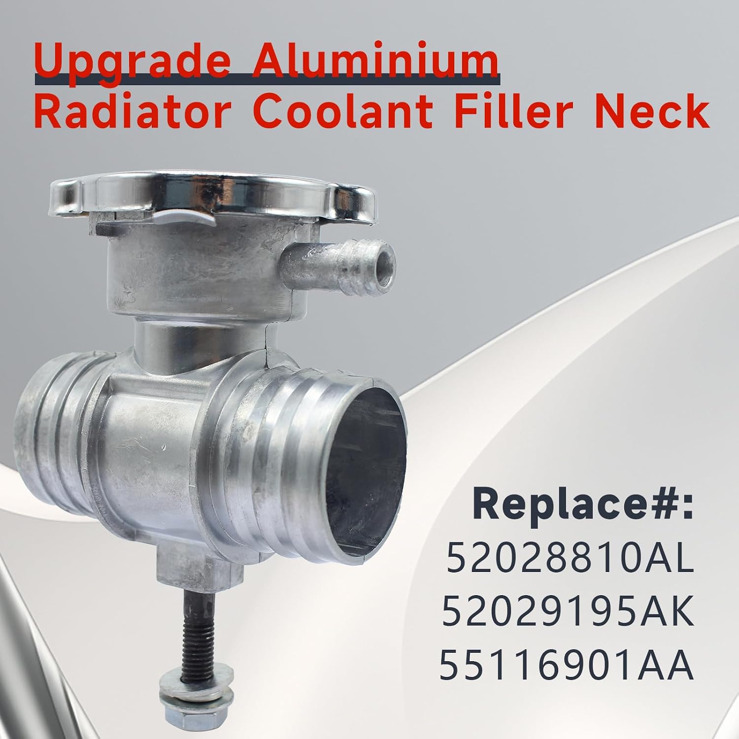 Upgrade Aluminium Radiator Coolant Filler Neck with Radiator Cap Fit for Chrysler 200 Sebring Dodge Caliber Avenger Durango Dakota Jouney Je-ep Compass Patriot Replace 52028810AL 52029195AK 55116901AA