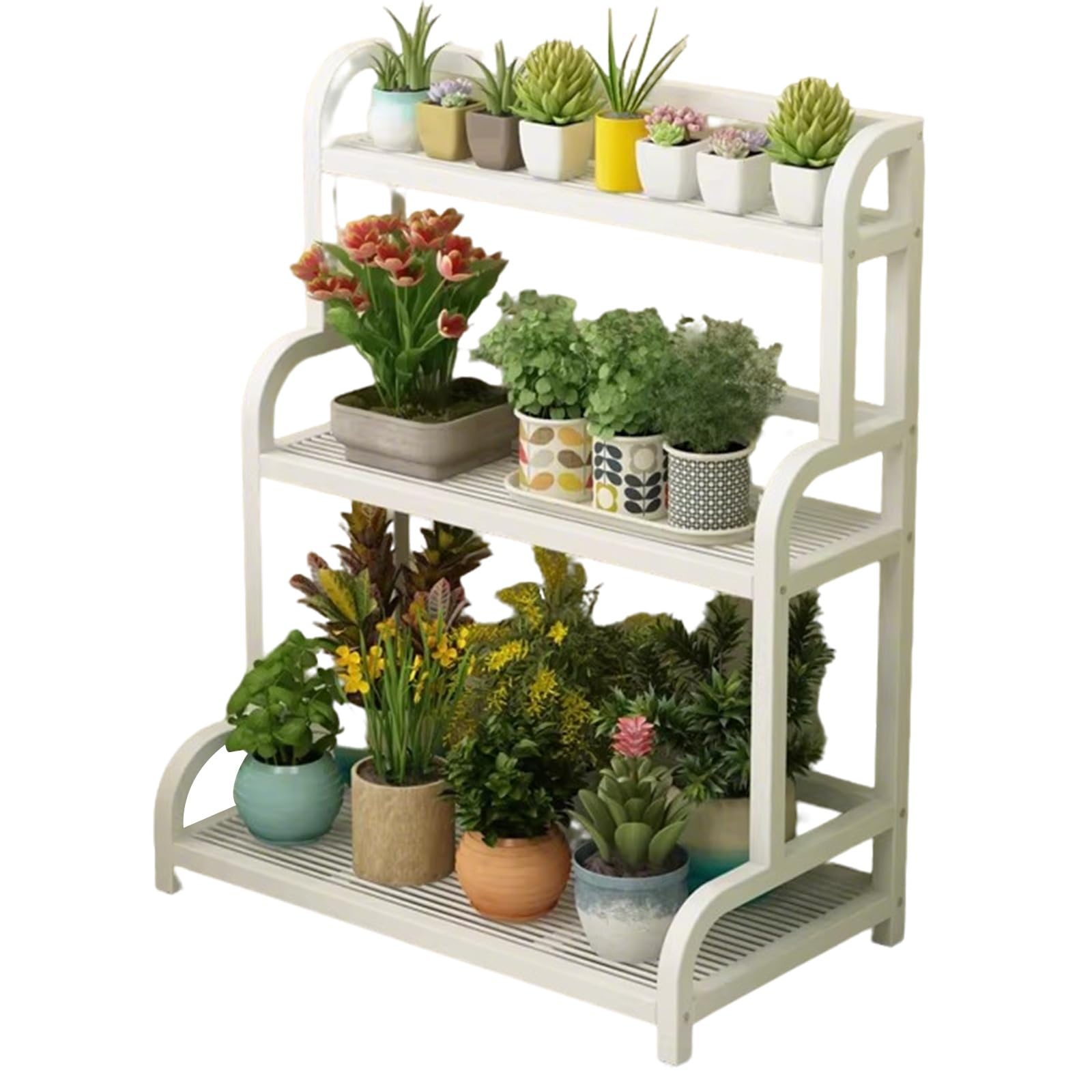 Étagère à Plantes à Plusieurs Niveaux en Fer forgé Blanc - Support pour Pots résistant pour l'intérieur et l'extérieur, idéal pour Les Jardins, Les balcons et Les Salons - 80 x 40 x 102 cm,