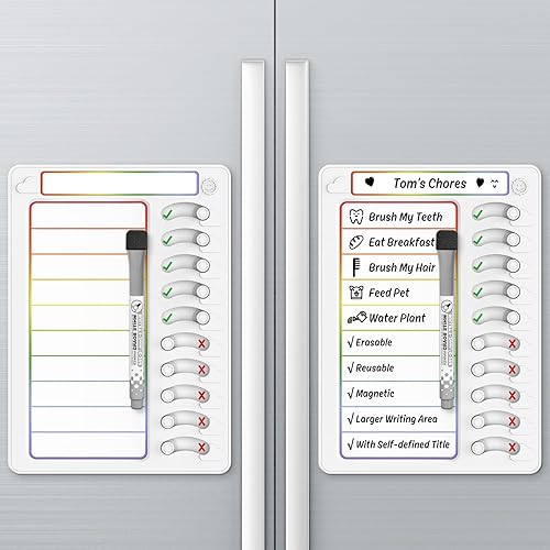 Miniatura 10 de Tabla de tareas para niños, tablero de tareas de borrado en seco, herramientas para TDAH para niños, lista de tareas de lista de verificación, tabla