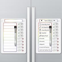 Chore Chart for Kids Dry Erase Chore Board ADHD Tools for Kids to Do List Checklist Task Board Routine Chart Planning Board for Fridge with 10 Sliders and Magnetic Marker, White and Rainbow, 2 Pack