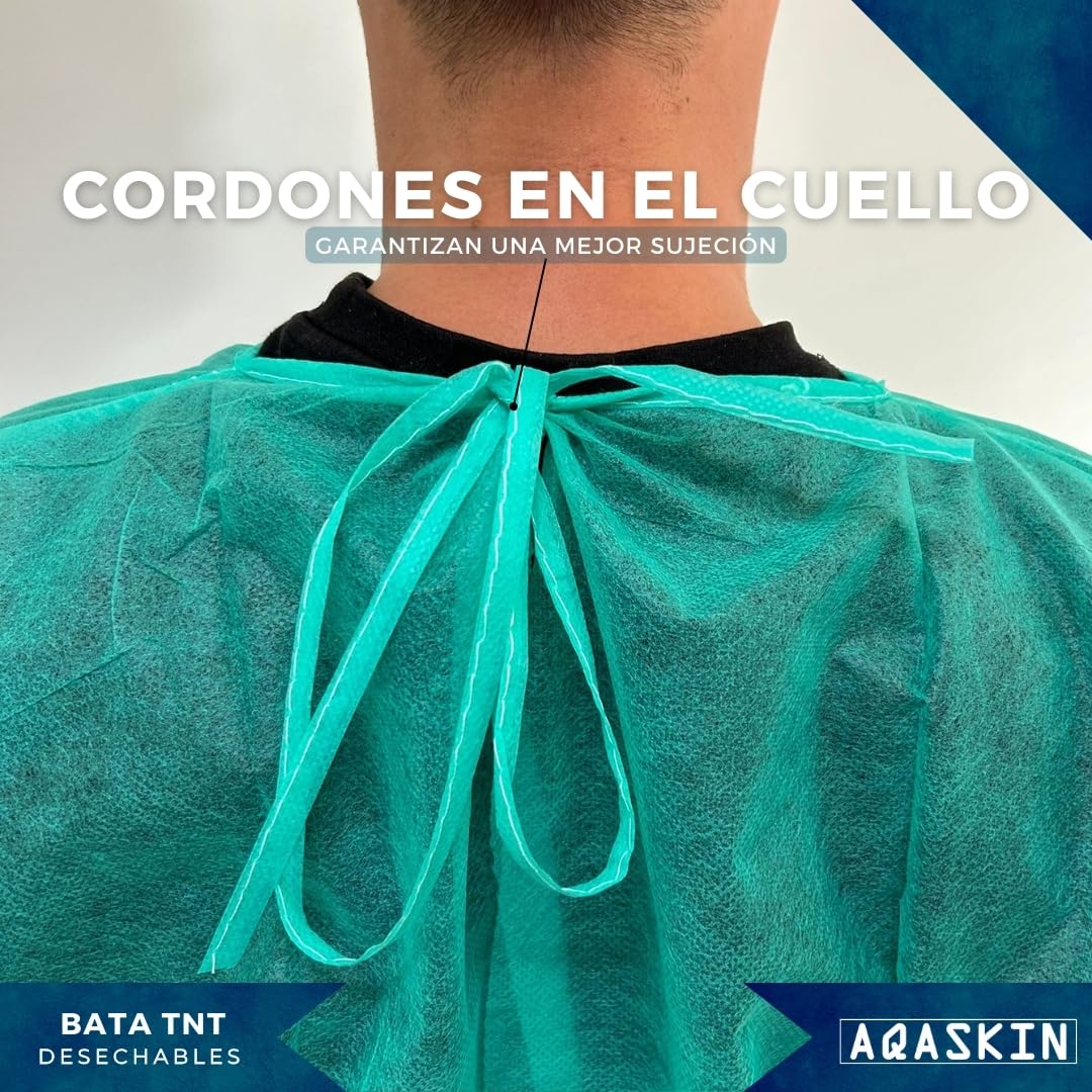 Camisa desechable en TNT 30g / mq, Camisas desechables profesionales con puños de algodón puro, Trabajo de bricolaje 100 piezas Azul