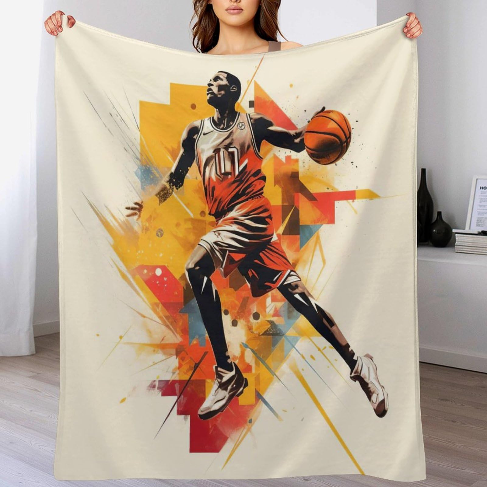 Couverture de salon basket-ball en flannel douce jeté de lit pour canapé 130x150cm
