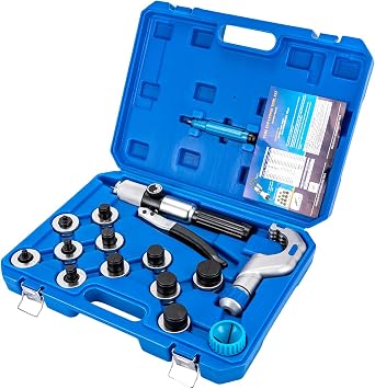 Hydraulic Copper Pipe Expander, Tube Expander HVAC Swaging Tool Kit with Tube Cutter & 11 Expander Heads for 0.4 to 1.7 Inches Copper Pipes