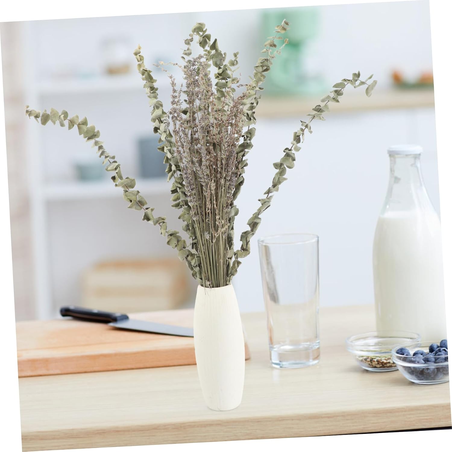 1Set Dried Eucalyptus Leaf Lavender Stems Bouquet Eucalyptus Stems Lavender for Home Decor Wedding Centerpieces Elegant Floral Arrangements No Maintenance Required