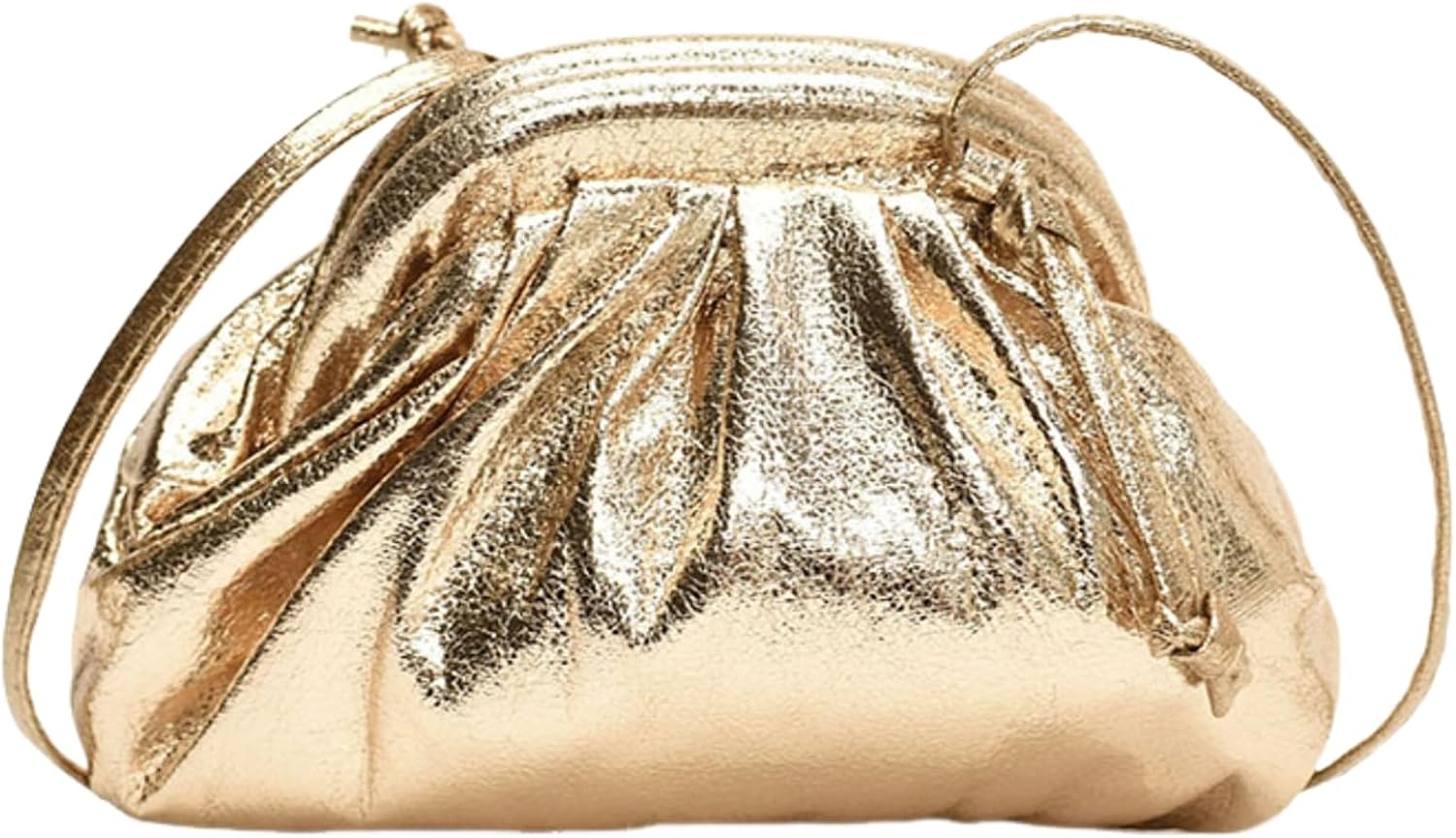 MINGSEECESS Women Fashion Cloud-Shaped Dumpling Bag Metallic Ruched Crossbody Cell Phone Bag Clutch Shoulder Handbag