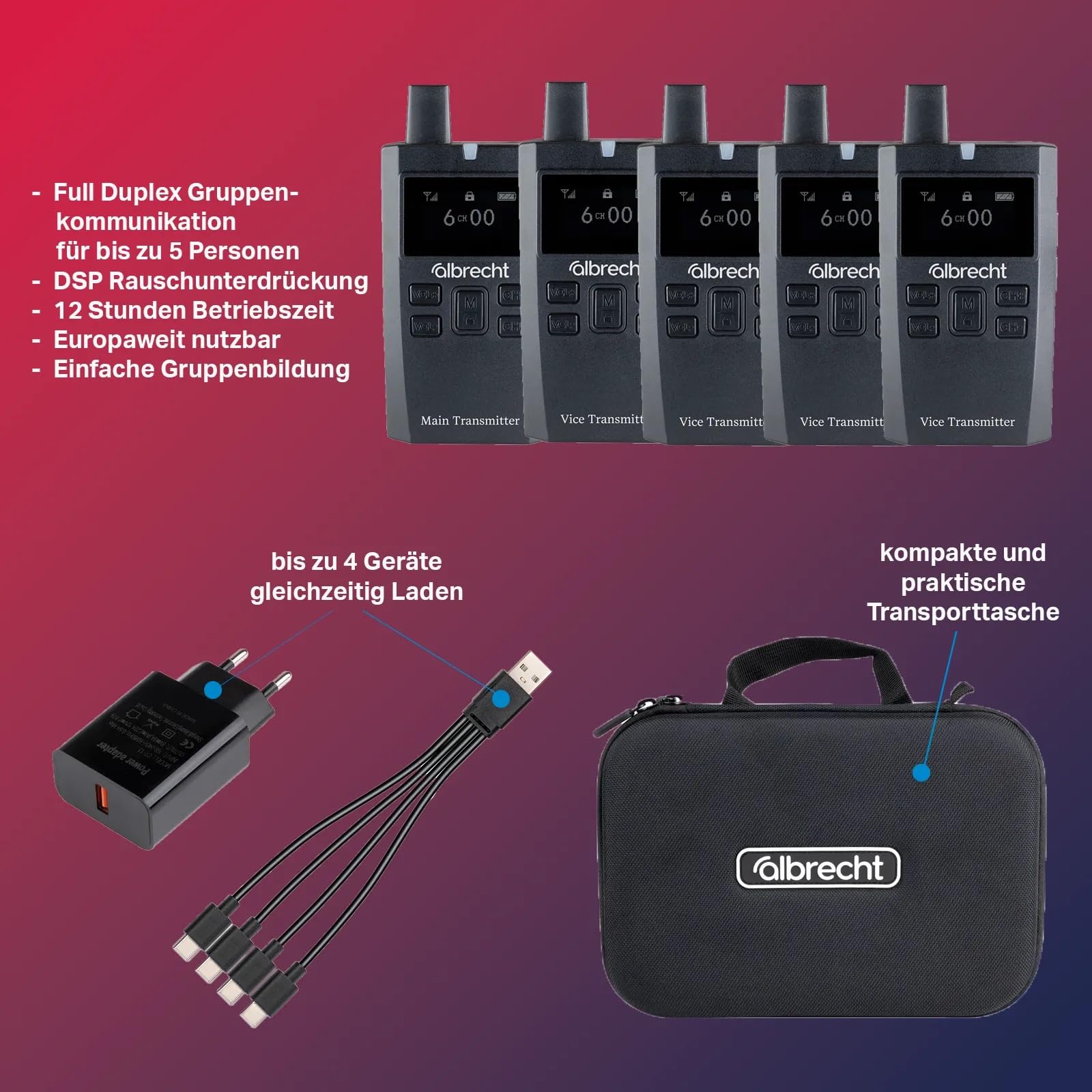 3er Set Albrecht Multicom 2" Funkgeräte