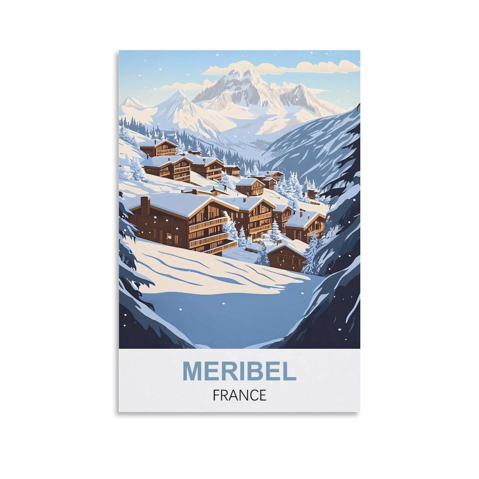 Hnrojico Unframe-Style Meribel France Vintage Travel Poster 08X12inch(20X30cm) Canvas Wall Art Poster Prints