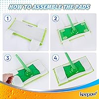 Vista 9 de KEEPOW Almohadillas reutilizables para trapeador compatibles con Swiffer Sweeper – Recambios de limpieza de pisos de microfibra lavables para uso