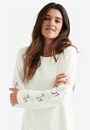 Miniatura 5 de Ellos Sudadera tipo túnica con ribete de encaje en talla grande para mujer