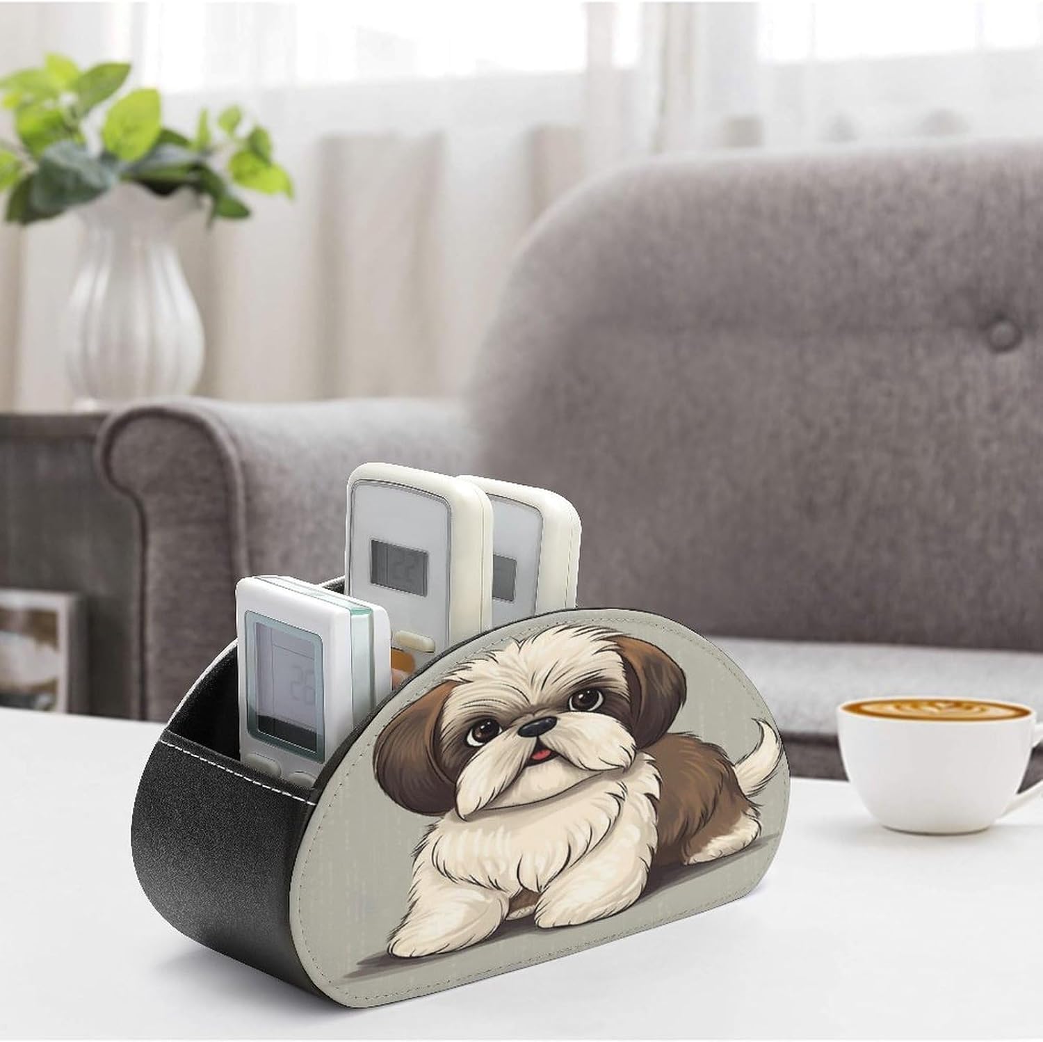 TV Remote Control Holder, 5 Compartments, Shih Tzu Dog image 4