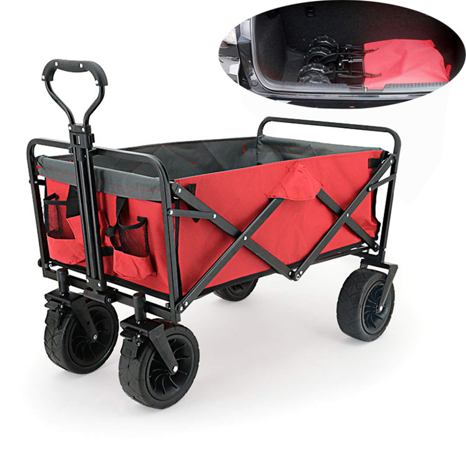 Buy Folding Garden Wagon Trolley, Outdoor Camping Cart Portable Collapsible Rolling Buggies