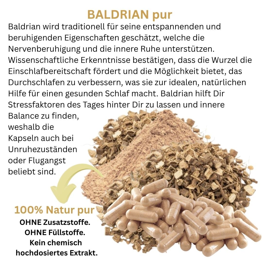 Baldrian 360 (3x120) Kapseln PFLANZLICHES Beruhigungsmittel. Innere Ruhe, gesunder Schlaf. NATÜRLICHE Einschlafhilfe - Einschlafen & Durchschlafen. BERUHIGUNG & ENTSPANNUNG. OHNE ZUSATZSTOFFE 26670-3