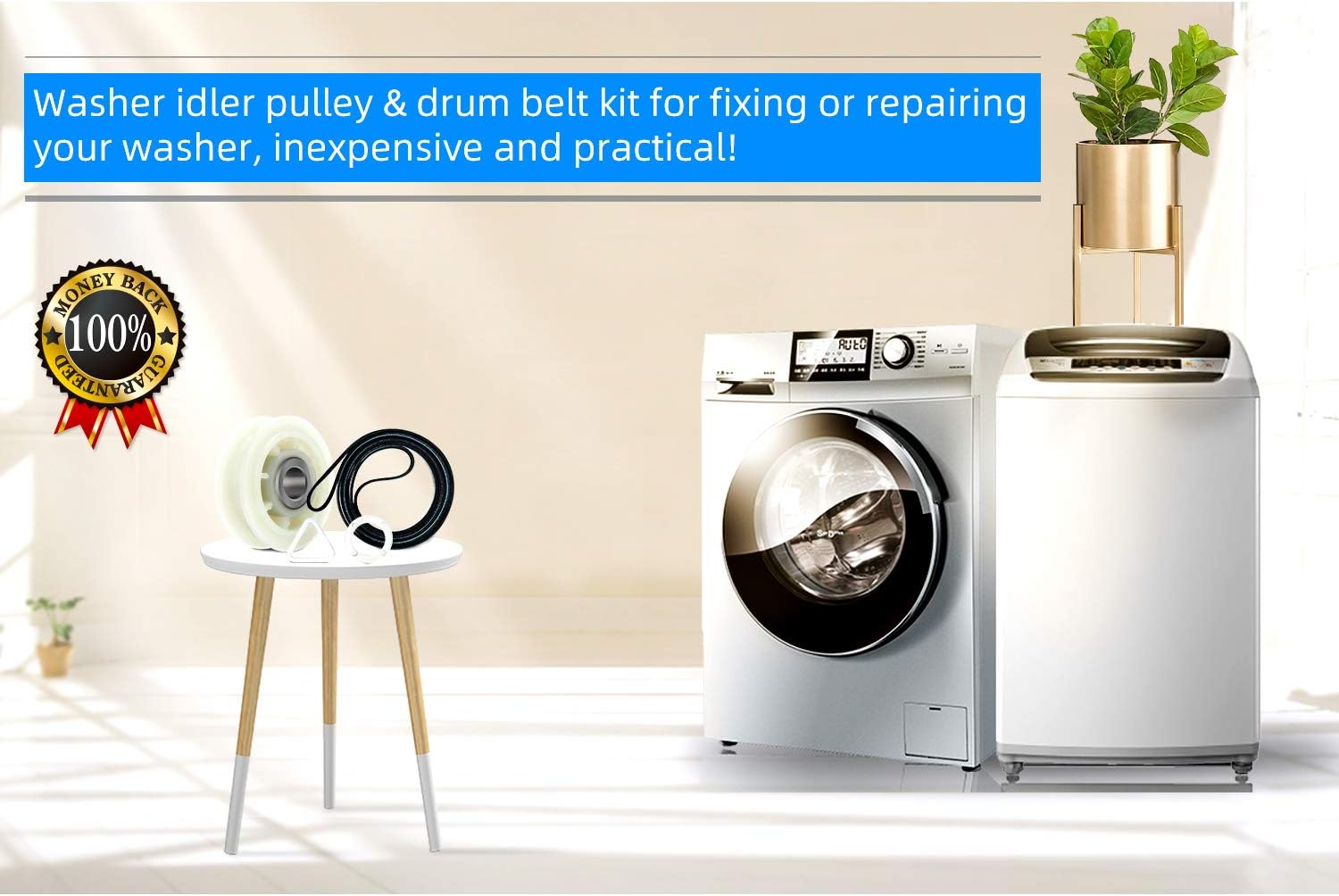 279640 Idler PullDrum Belt Dryer Replacement Part Setatible with WAP3094197/W10468057, Belt for 3387610/3389728/661570VP