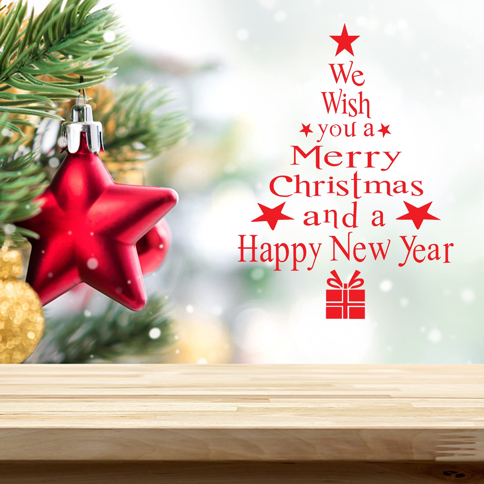 FRSRNTG Window Stickers Christmas Tree Clings Snowflake Reindeer Reusable PVC Decals for Glass Xmas Winter Decorations (Christmas Tree on Door)