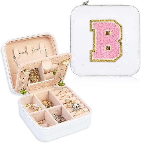 FUNARTY Organizador de joyas de viaje, pequeño joyero, organizador de joyas, regalos para mujeres y niñas, caja organizadora de joyas de aretes con