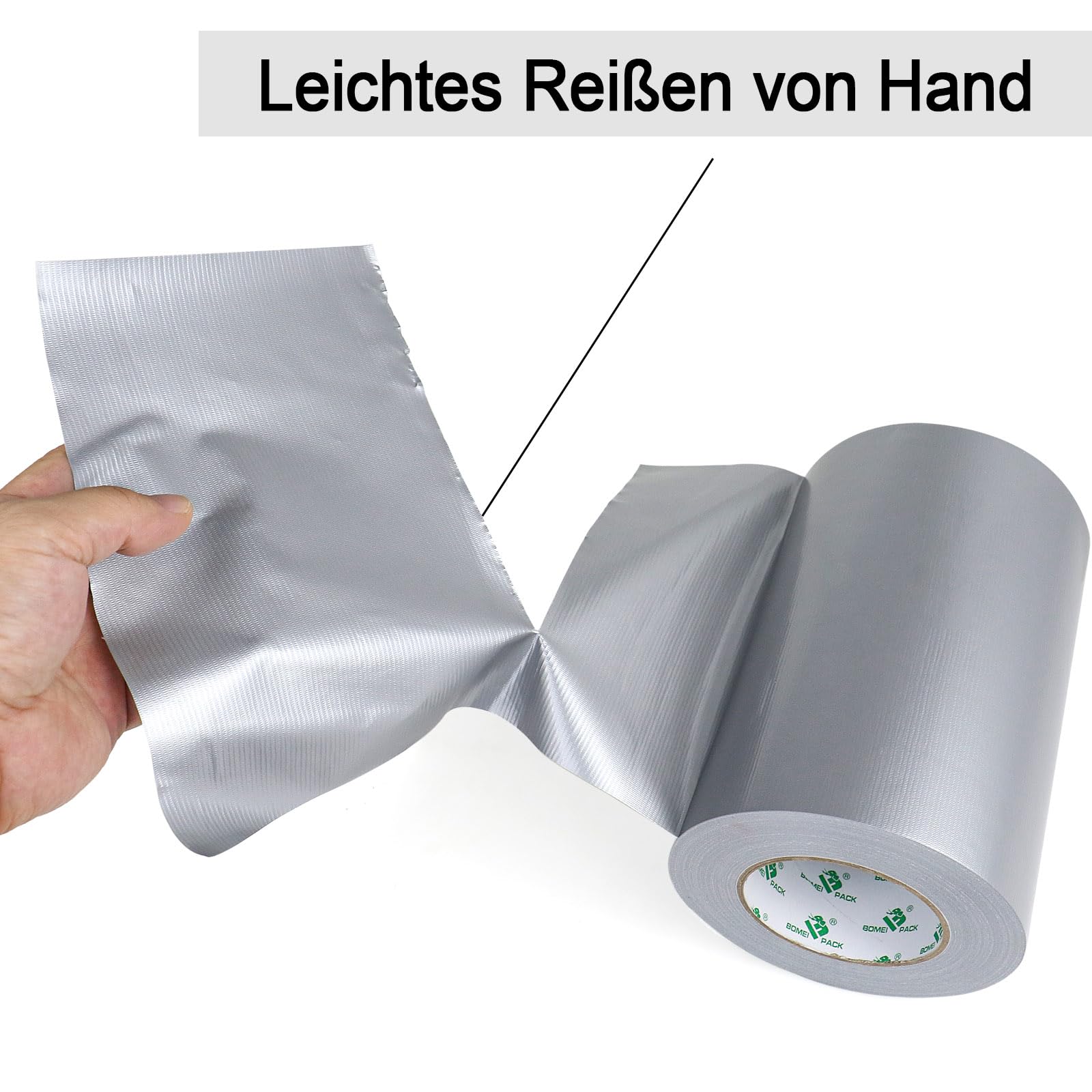 BOMEI PACK Cinta blindada extra fuerte, color plata, 50 m x 200 mm, cinta de reparación impermeable para interior y exterior, cinta de reparación con fuerte fuerza adhesiva
