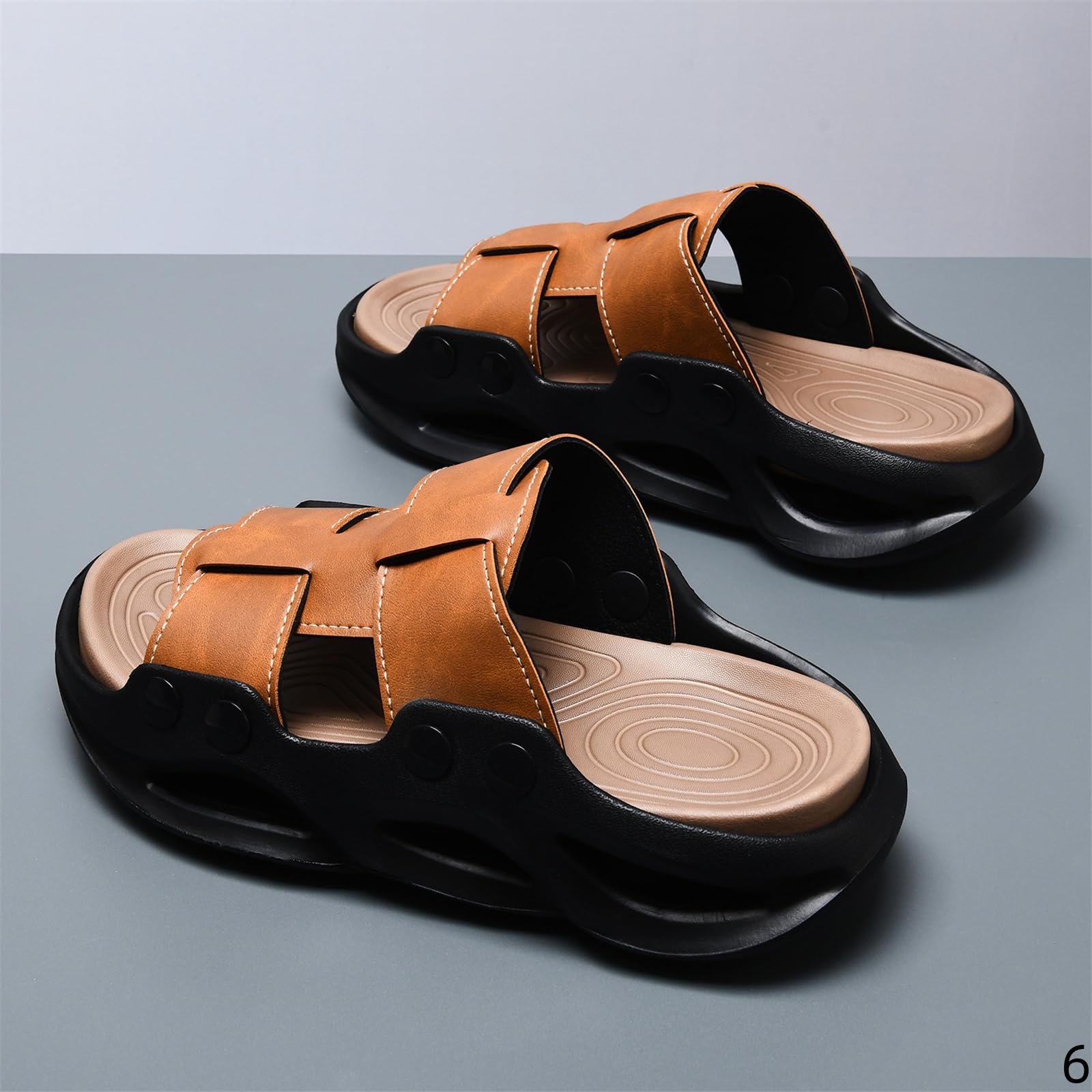 Claquette Hommes Sandales Masculines De Plage pour Pantoufles À Semelle Épaisse D'été Eva Extérieures Non Glissantes-brun-40-41