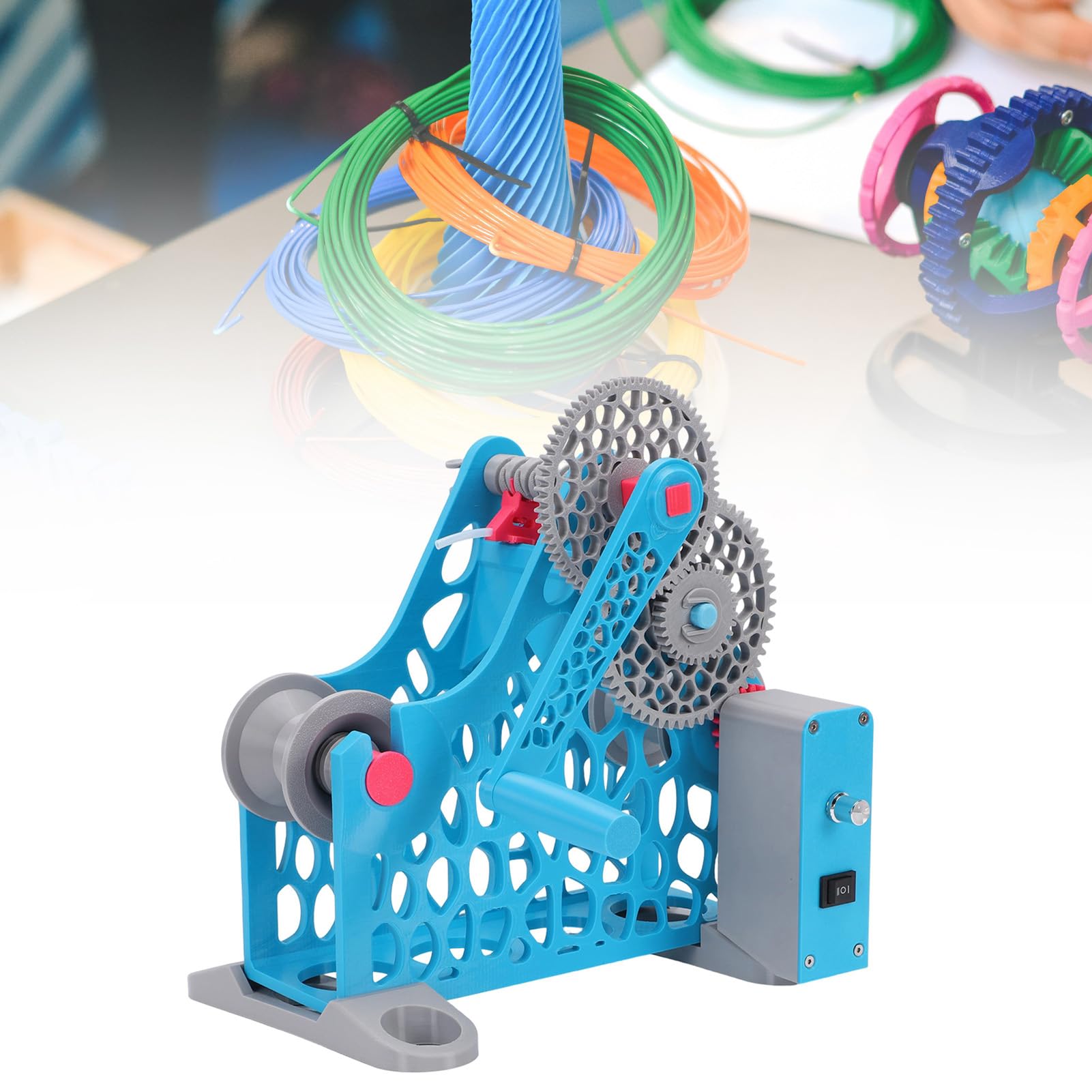 Eujgoov Bobinadora de Carrete de Filamento Eléctrico, Carrete Retractor Modular Desmontable para Carretes de 2 Kg Impresión 3D Costura de Soldadura (Enchufe de la UE)