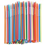 12.8inch Disposabl Drinking Straws, Colorful Extra Long Flexible Bendy Party Straws, 100 Pieces