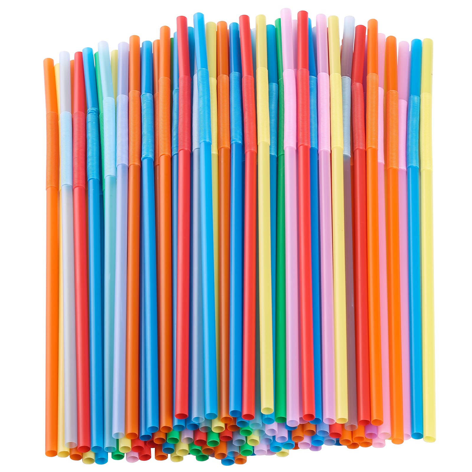 Colorful Extra Long Flexible Bendy Party Disposabl Drinking Straws, 100 Pieces