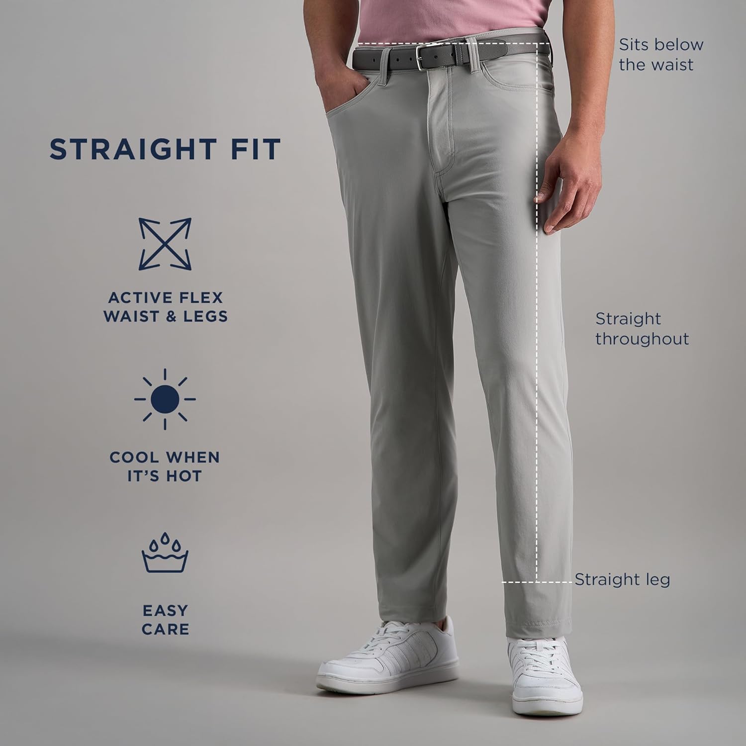 Haggar Mens Haggar Men's Sport Travel Performance Straight Fit 5-Pocket Stretch Casual Tech Pant - Image 6