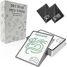 Citadel Black Dry Erase MTG Tokens Set of 50 Cards - Includes 2 Erasers, Reversible, Reusable, Double-Sided Universal Tokens, Proxie Cards, MTG TCG