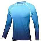 Satankud Men\'s Long Sleeve Swim Shirts Rashguard UPF 50+ UV Sun Protection Shirt Athletic Workout Running Hiking T-Shirt Swimwear (Blue Gradient,Large)