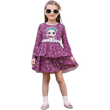 Girls Tiered LOL Surprise Print Casual Flowy Dress