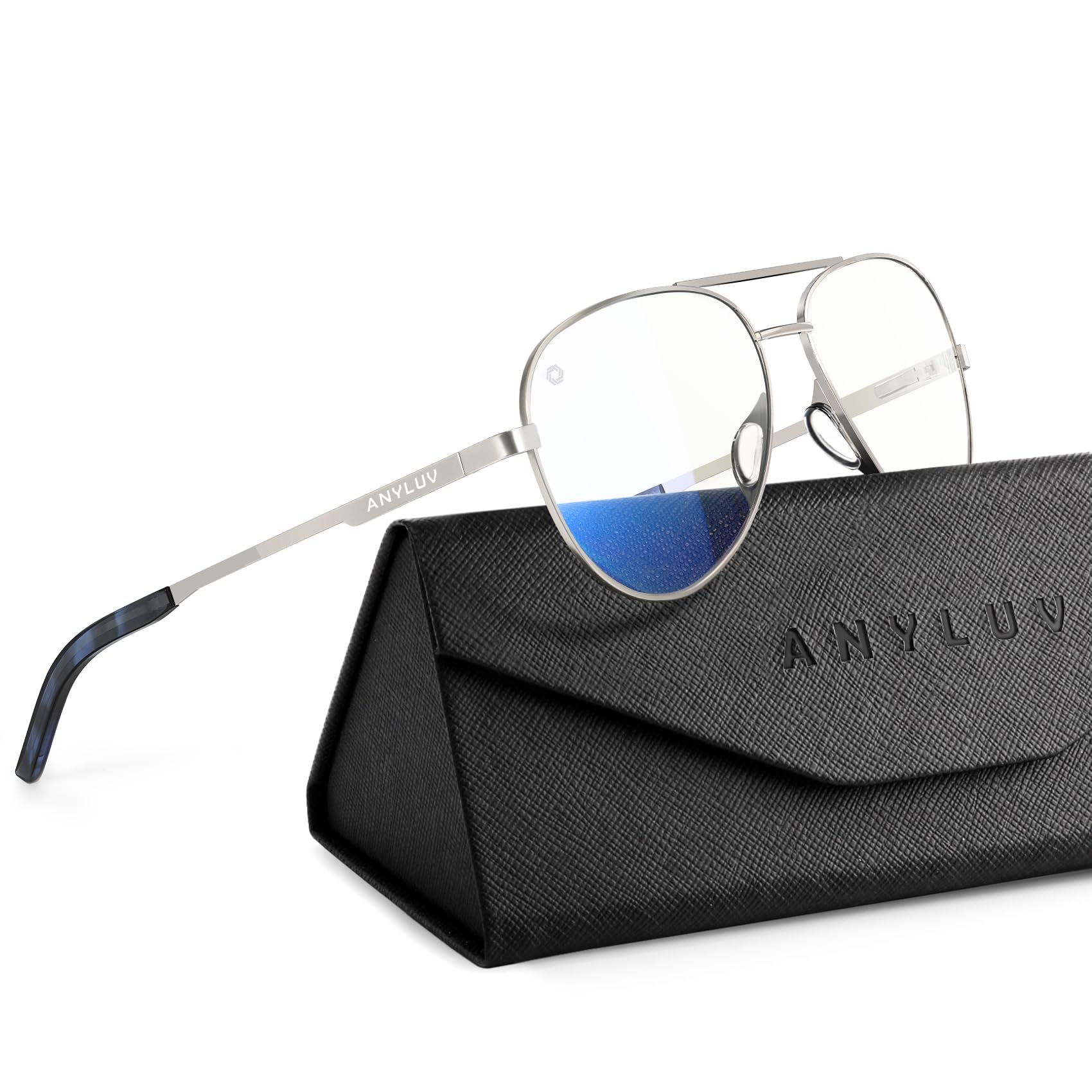ANYLUV Aviator Blue Light Glasses Men Women, Lightweight Classic Pilot Computer Gaming Glasses Eye Protection Anti Eyestrain