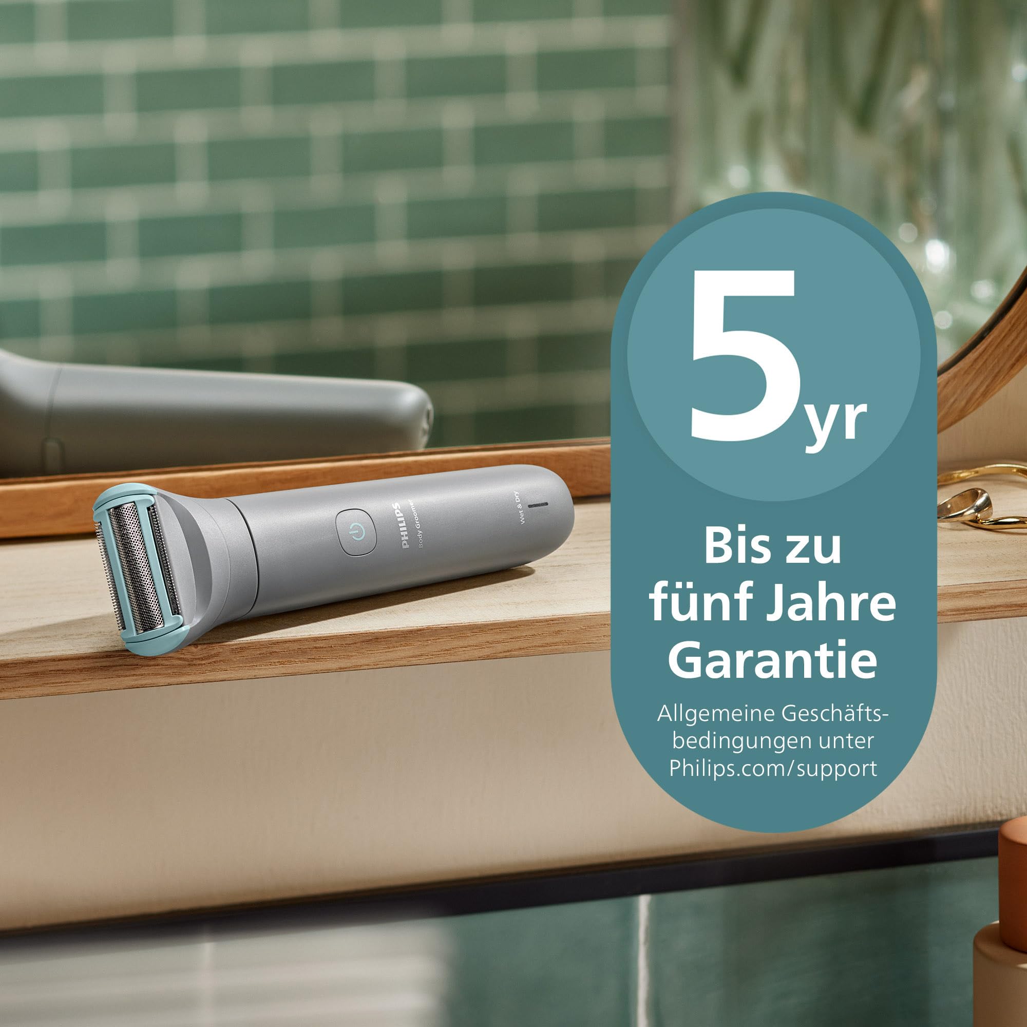 Philips Bodygroom 3000er-Serie – Herrentrimmer mit Dreifachschutz-Rasiersystem, trimmen und rasieren im Intimbereich, hautnah und besonders schonend, 100% duschfest, 80 Min. Laufzeit, BG3480/15