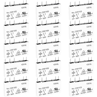 15-Pack No. 2961105 5-Pin Relay, 24V DC 6A Slim Power Relay Replacement for Phoenix Contact REL-MR- 24DC/21, Industrial Interface Electrical Component for PLC Terminal Block and Automation Cabinets