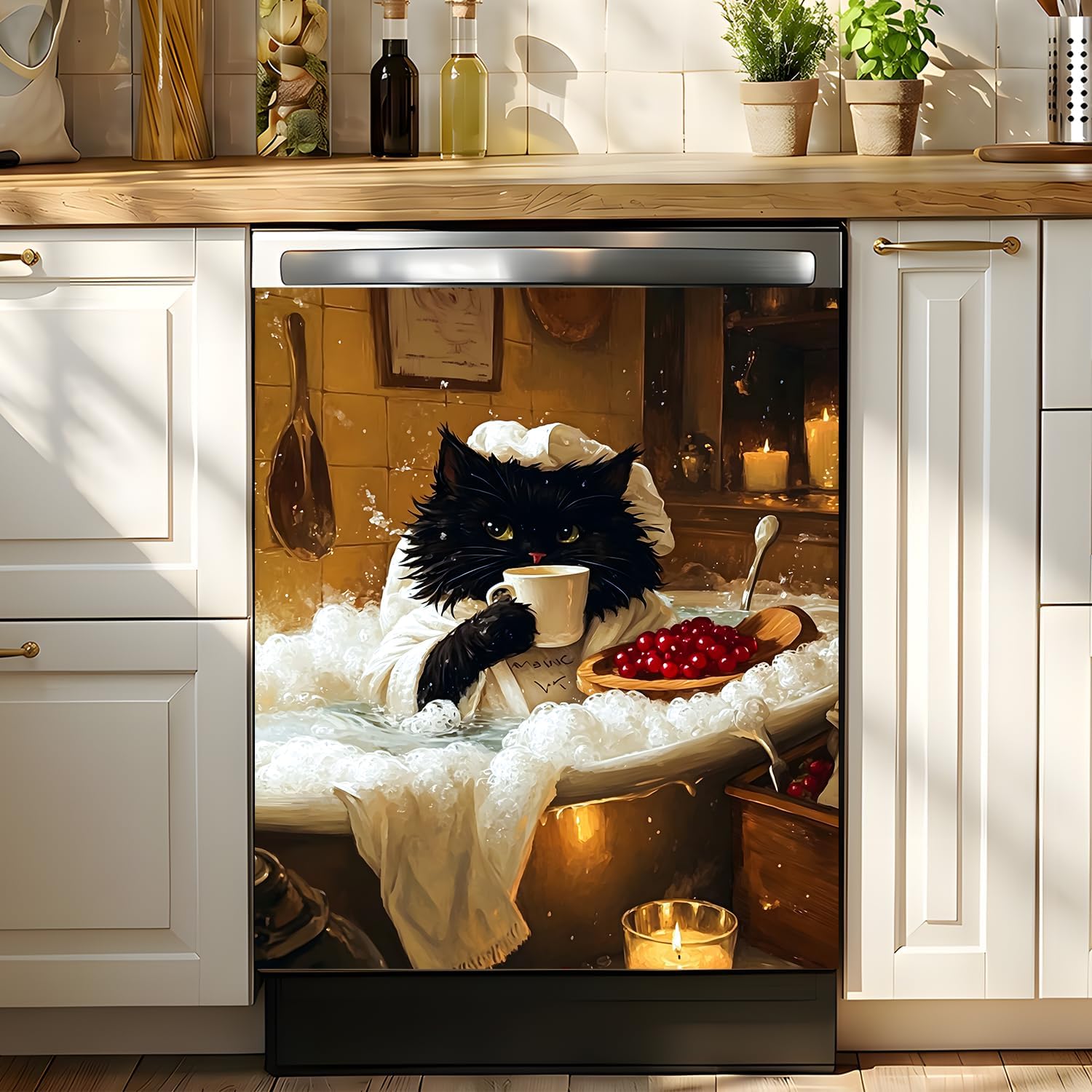 Dishwasher Magnet Cover Magnetic Decorative Cat Refrigerator for The Front