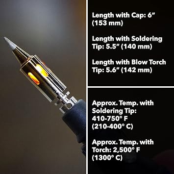 Solder-It SolderPro-50 (PRO-50) | Butane Torch Lighter and Soldering Iron | Cordless and Portable Soldering Gun | 410F - 750F Mini Heat Gun | Home Improvement Tools and Soldering Kit Essential