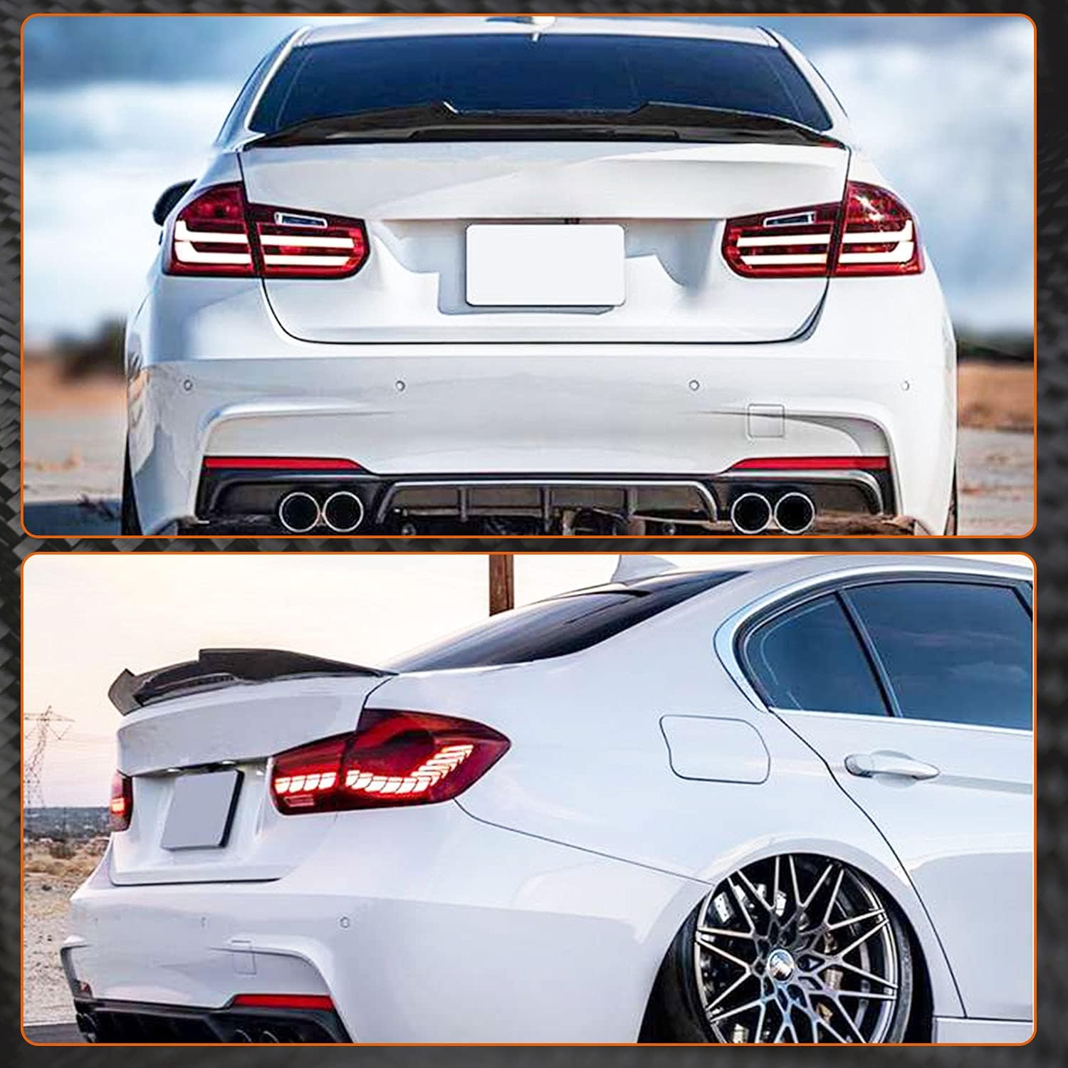 MCARCAR KIT Real Carbon Fiber Trunk Spoiler for BMW 3 Series F30 2013-2018&F80 M3 2014-2018 328i 335i 320i 330i 340i 316i 318i Rear Boot Lid Highkick Spoiler Wing Lip (Carbon Fiber)