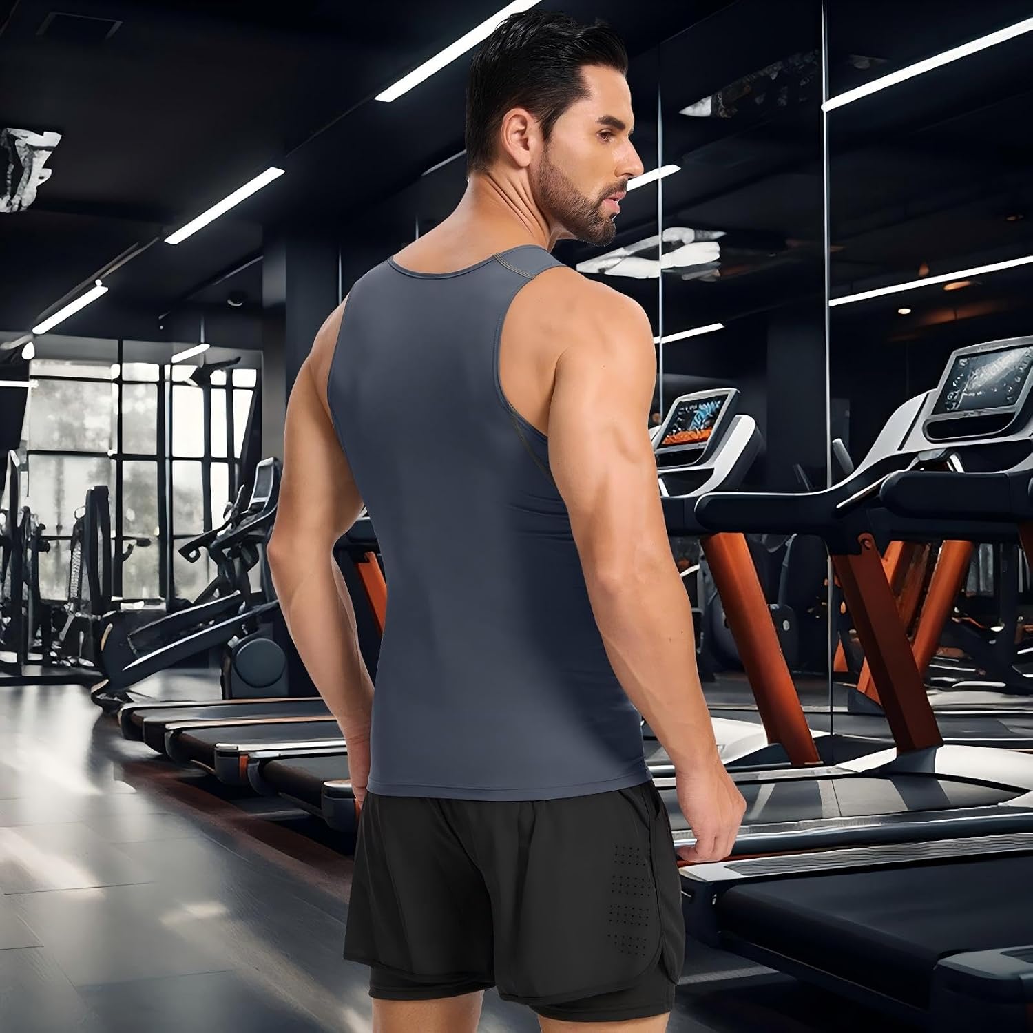 Cutecrop 3 Pack Compression Tank Top Men, Shapewear Shirt Sleeveless Men Slimming Muscle Undershirt for Gym