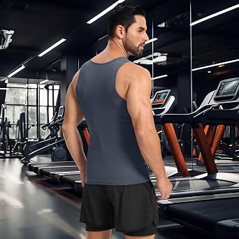 Cutecrop 3 Pack Compression Tank Top Men, Shapewear Shirt Sleeveless Men Slimming Muscle Undershirt for Gym
