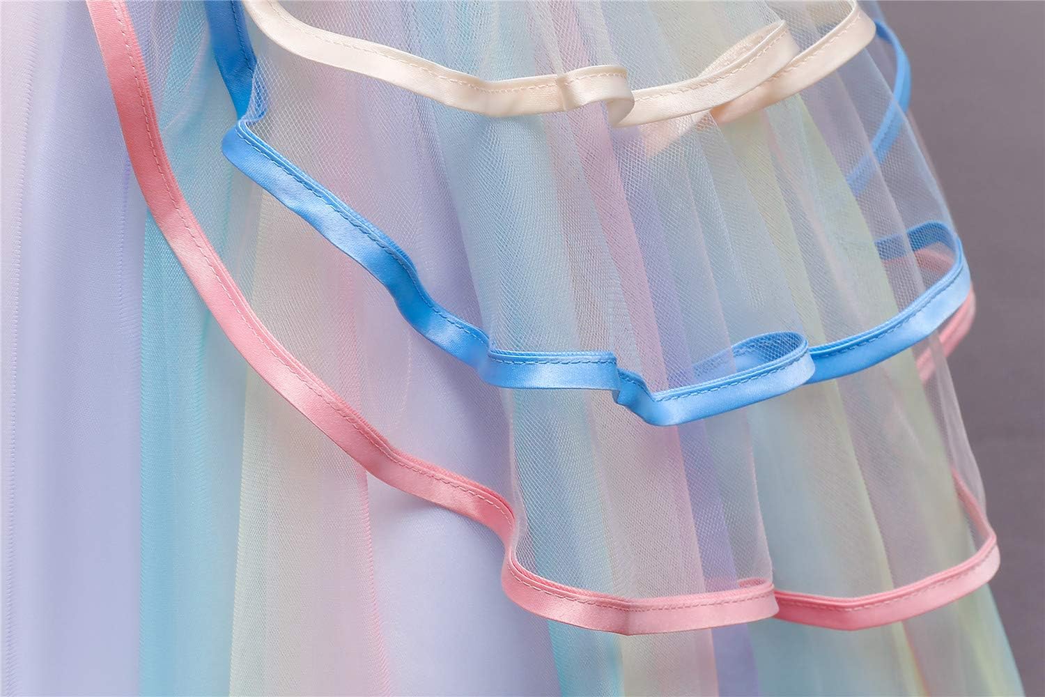 NNJXD Flower Girl Dress Kids Ruffles Lace Party Wedding Dresses 5-6 Years 736 Blue