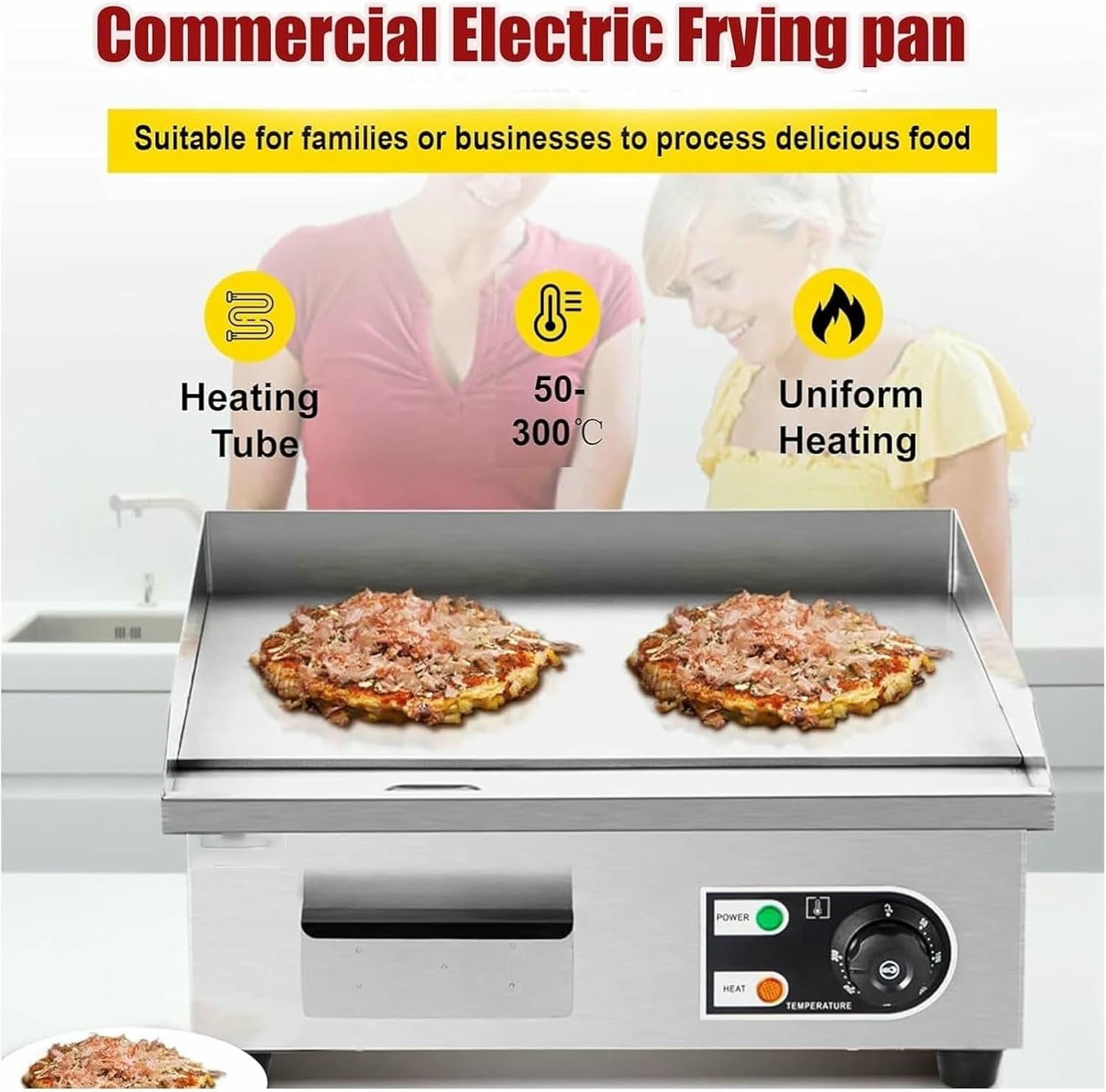 Piastra elettrica da banco, griglia da Cucina Commerciale in Acciaio Inox, friggitrice elettrica, Piastra elettrica da banco Commerciale