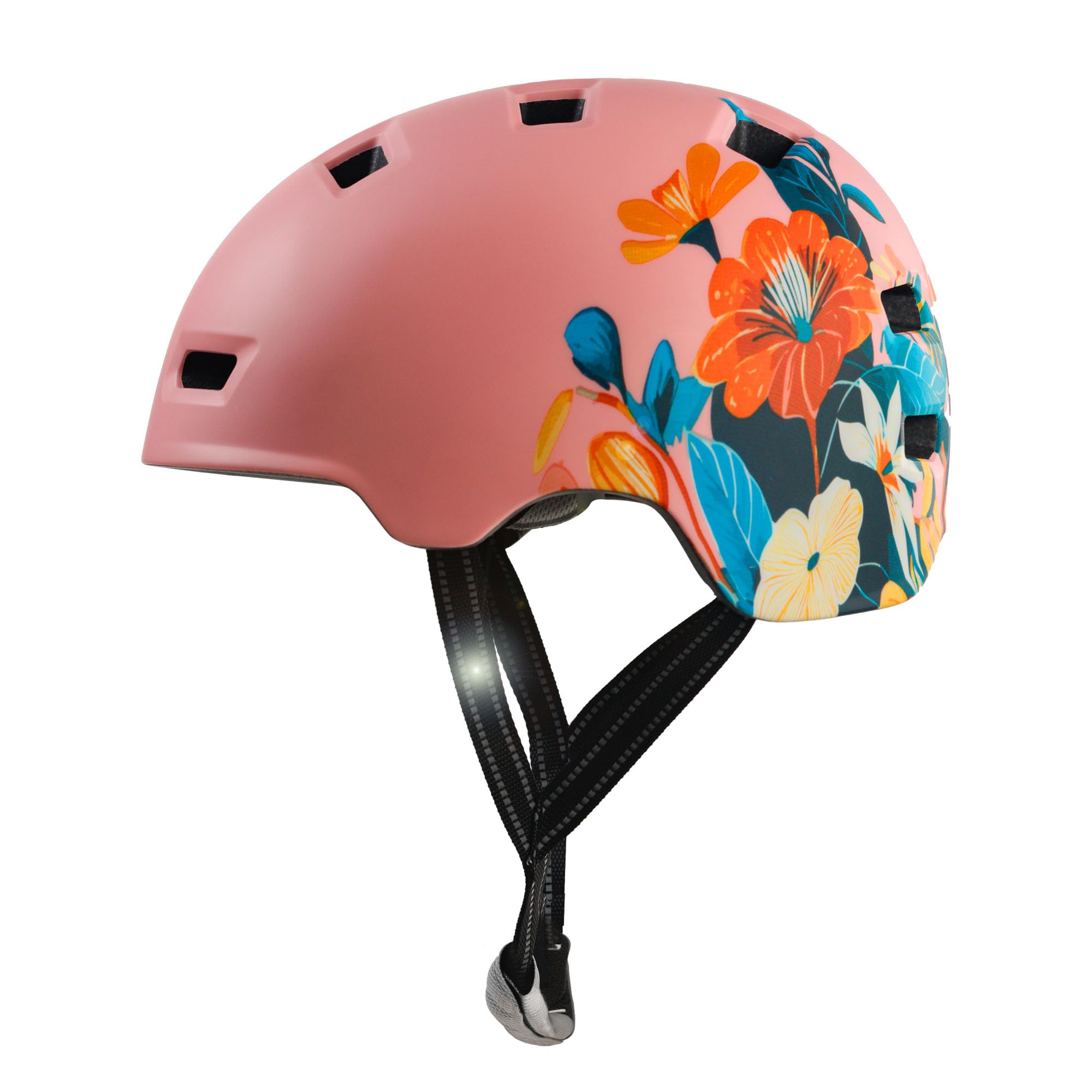 Crazy Safety Rampage Fleur Rose | Casque pour vélo, Skateboard, Rollers et BMX | Casque de vélo pour Hommes, Femmes et Enfants | L (57-61cm) | Casque Ajustable pour skateurs et Cyclistes