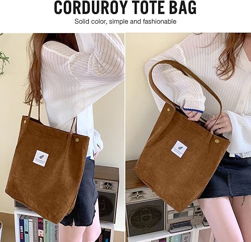 Miniatura 3 de Ndeno Bolsas de mano para mujer, bolsa de hombro de pana con bolsillo interior para trabajo, playa, almuerzo, viajes, compras, bolsos