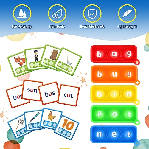 Miniatura 4 de Aizweb Juego de palabras CVC, juegos de fonética, tarjetas flash para preescolar jardín de infantes, suministros de aula, educación especial