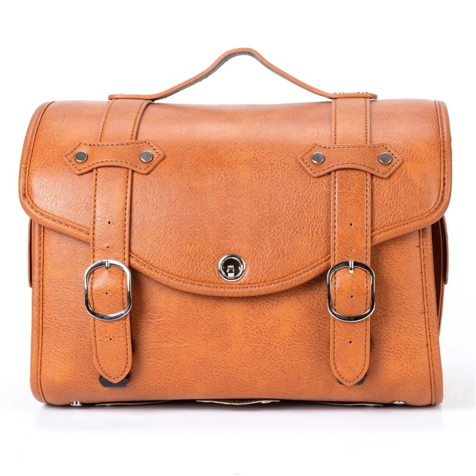 Moto Frame Crash Bars Bag For Vespa Motorcycle Tail Bag 22L PU Leather Waterproof Rear Luggage Organizer Handbag Motorbike Scooter Storage Trunk(Brown)