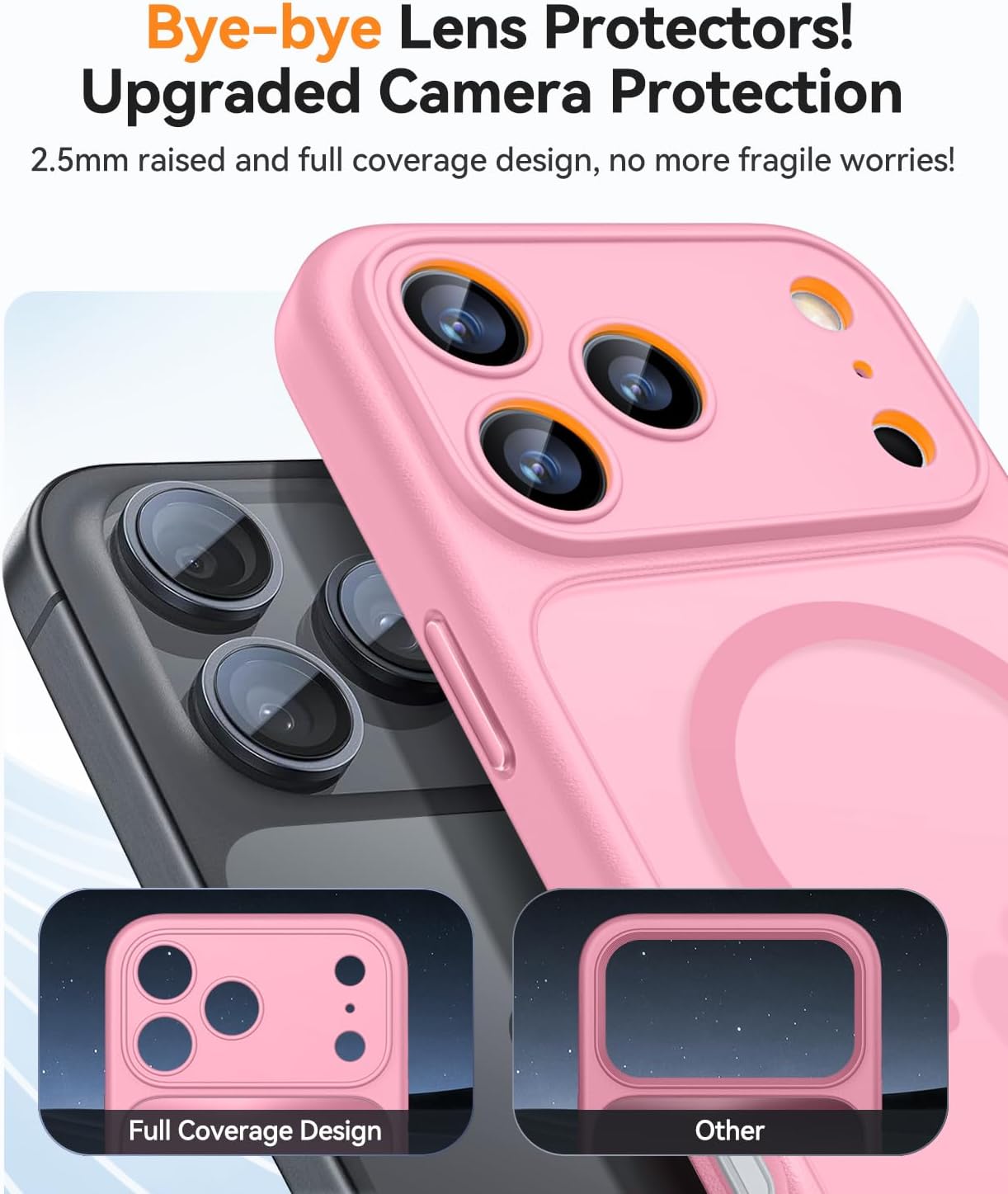 CANSHN Magnetic Compatible with iPhone 17 Pro Case, Upgraded [Full Camera Protection] [Compatible with Magsafe] [Translucent Matte] Shockproof Protective Phone Cover 6.3 Inch - Pink - Image 4