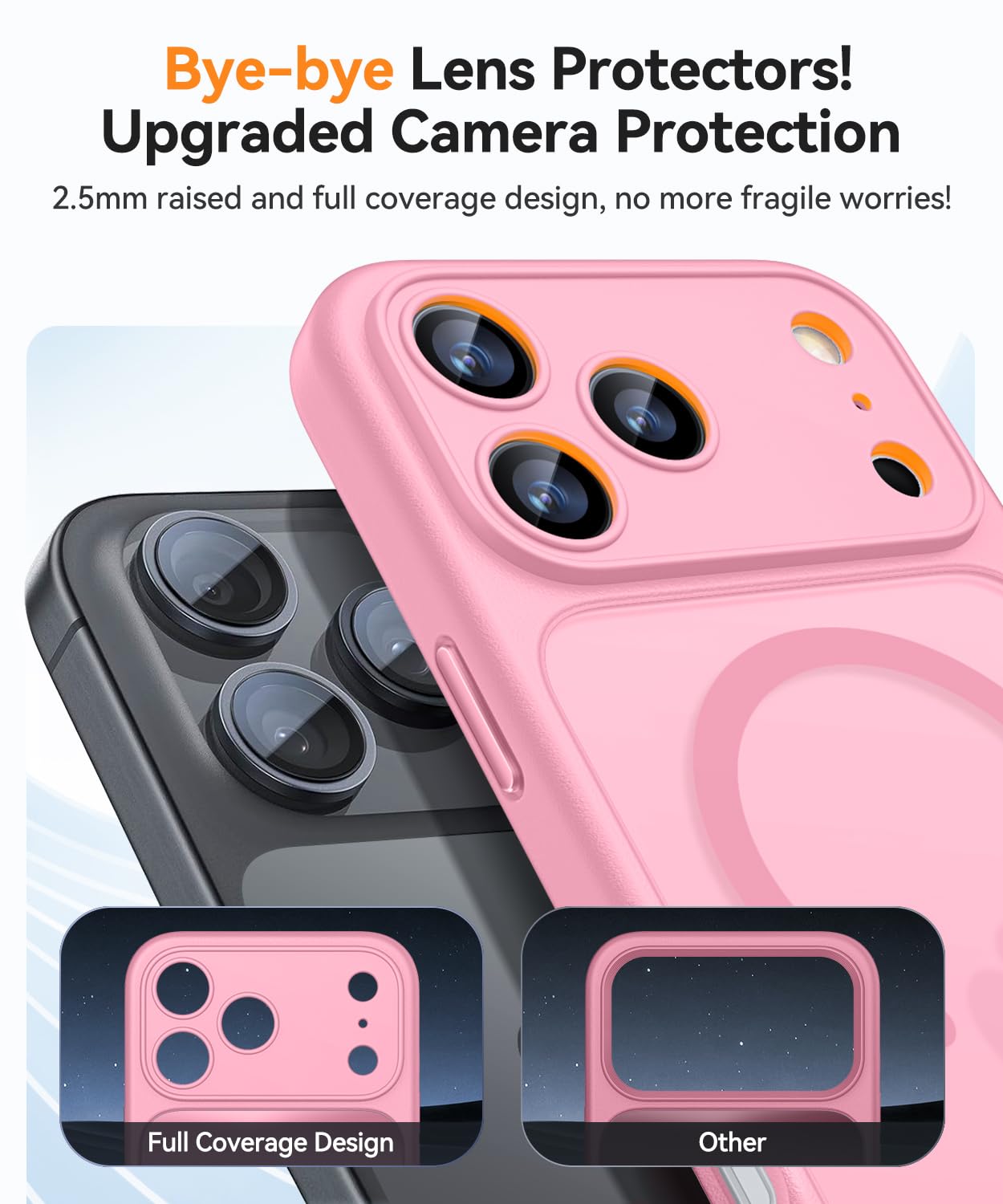 CANSHN Cover Magnetica per iPhone 17 Pro(6,3 Pollici), Compatibile con MagSafe, [Protezione Completa Della Fotocamera], Custodia Traslucida Opaca Protettiva Sottile Antiurto,Rosa