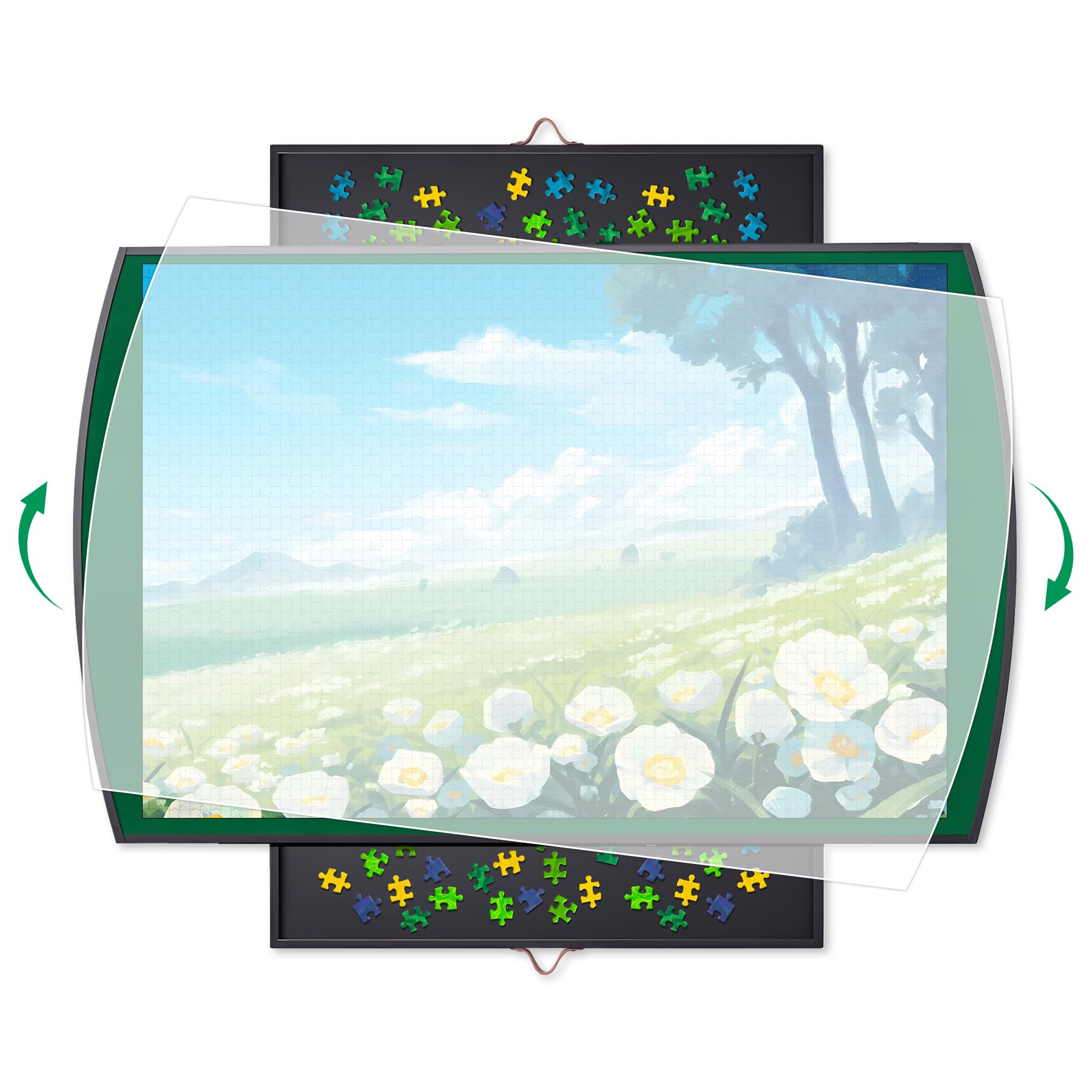 1500 Piece Rotating Puzzle Board Pro, 34" x 25" with Drawers, Portable Aluminum Alloy Puzzle Board with Velvet Cover Mat, 360° Rotation, Integrated Design Puzzle Table Birthday Gifts for Mom